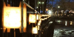 光の街まえばしプロジェクト」（池下敦洋委員長）の点灯式が28日、同市の朔太郎橋で開かれ、約１３００個のライトに光がともった