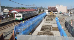 富岡製糸場の玄関口として、新駅舎の建設が進む上信電鉄上州富岡駅 