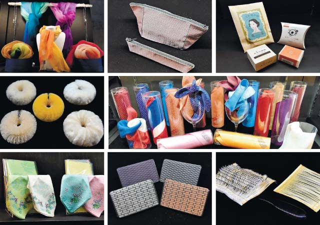 富岡産シルクを使った数々の製品。